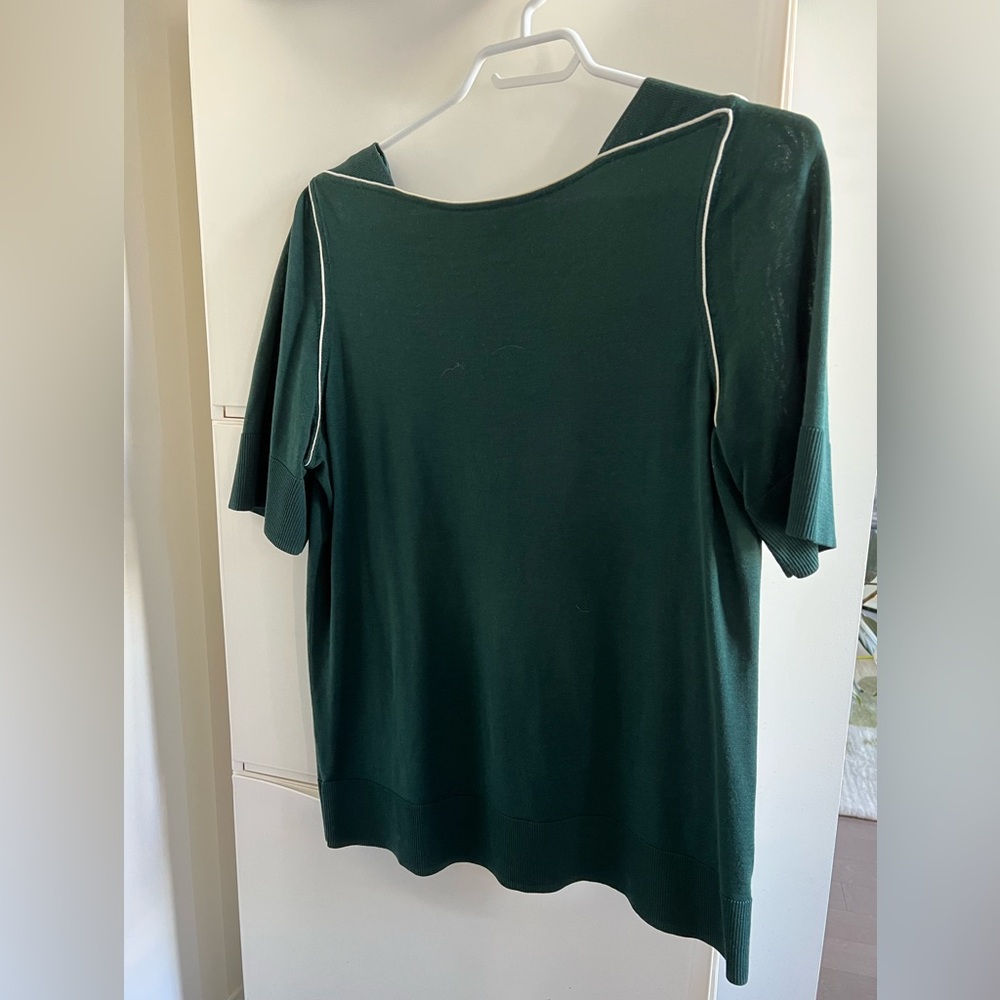 COS Dark Green Short Sleeve Tee with White Piping